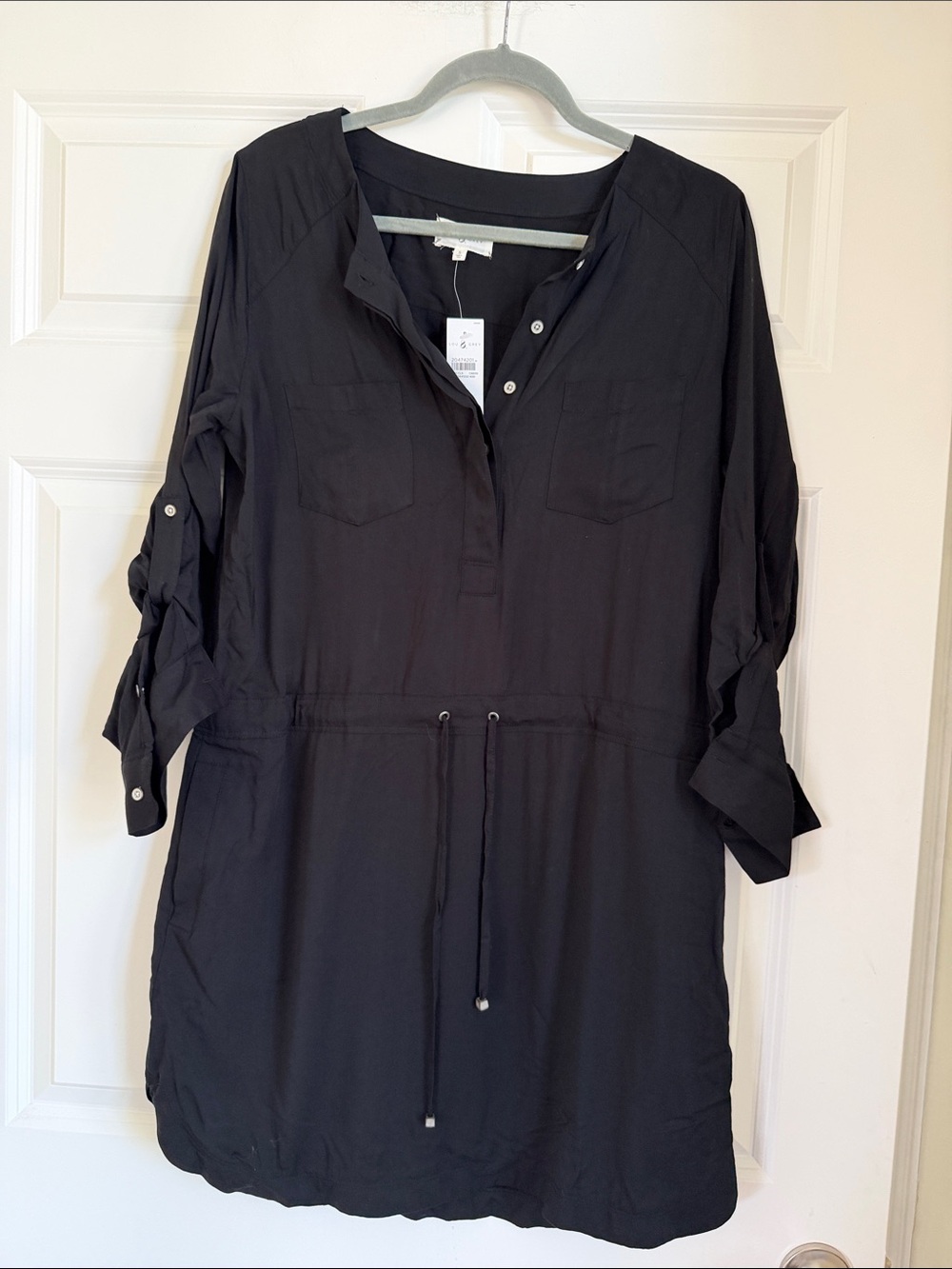 Lou & Grey Black Popover Tunic with Drawstring